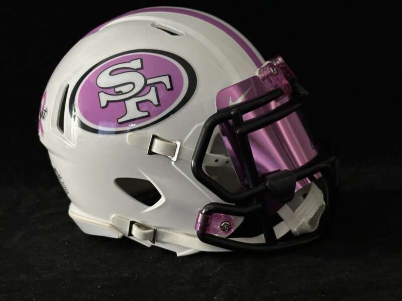 Forty Niners Breast Cancer Awareness Mini Helmet With Reflective Visor!