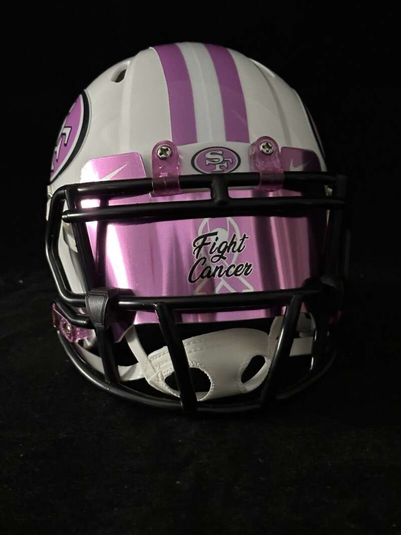 Forty Niners Breast Cancer Awareness Mini Helmet With Reflective Visor!