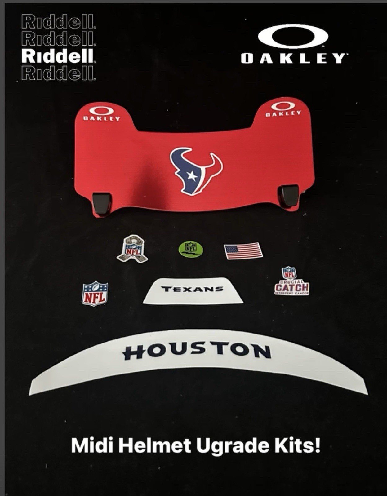 Riddell Midi Texans Upgrade Kit With Reflective Visor