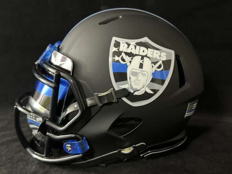 Las Vegas Raiders Back The Blue Mini Football Helmet🔥🔥🔥