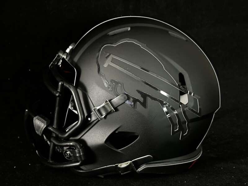 Bills Blackout Mini Helmet with hollow logos! Includes blacked out visor!