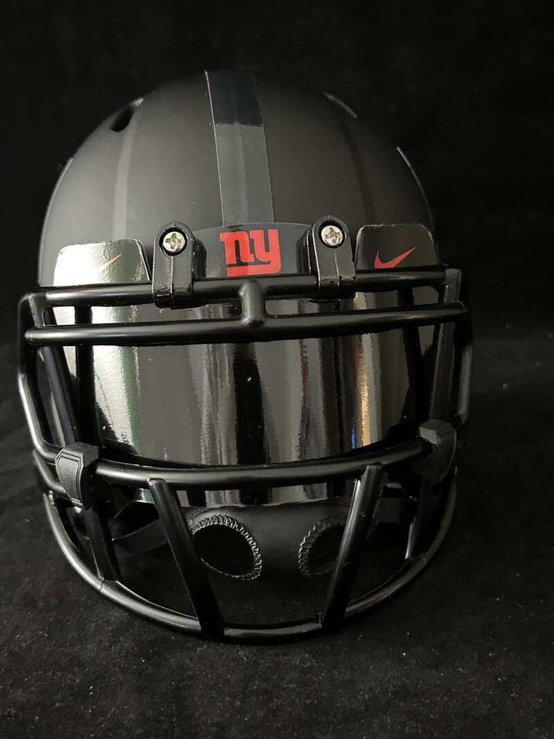 New York Giants Mini Helmet Ninja blacked out matte with glossy decals