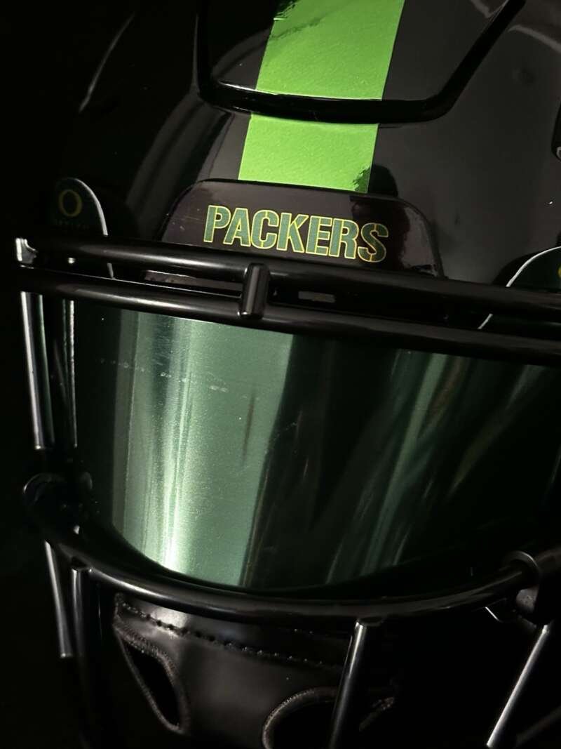 Packers Midi Speedflex Blackout With Chrome Decals And Oakley Visor!